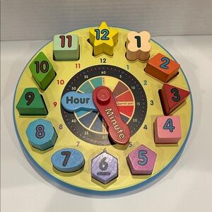 Melissa and Doug Colorful Wooden Shape Sorting Clock